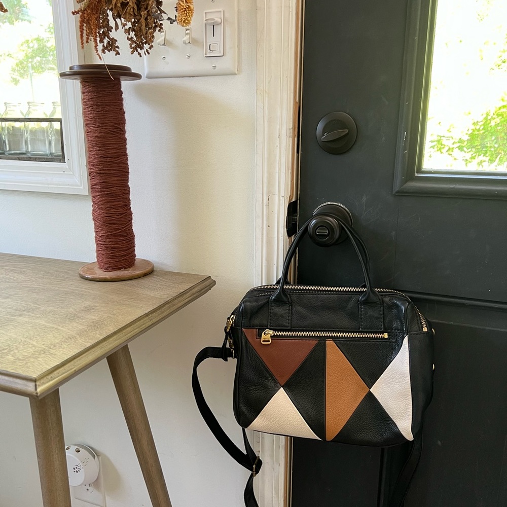 Fossil Colorblock Satchel Crossbody Bag